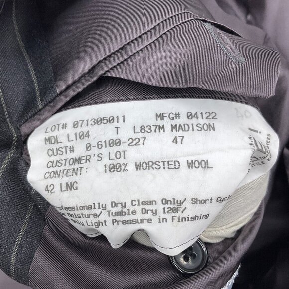 Hickey Freeman Blazer Men 42L Gray Pinstripe Wool Madison Classic Career USA VTG - Picture 12 of 13